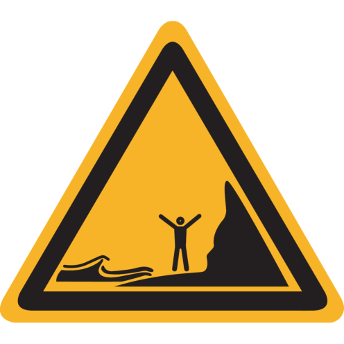 Bord met pictogram "Waarschuwing Vloedgevaar" - ISO 7010 - W060