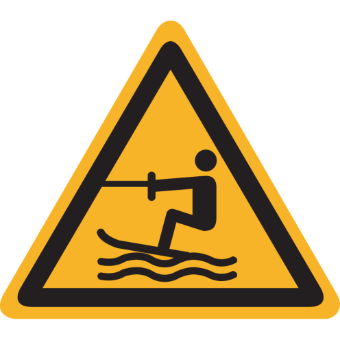 Bord met pictogram "Waarschuwing Waterski Gebied" - ISO 7010 - W045