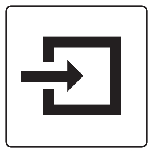 Wit bord met pictogram voor het aanduiden van een ingang