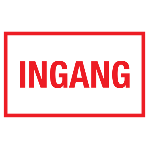 Bord Ingang - wit tekstbord met rode tekst