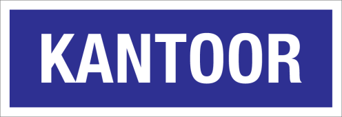 Bord Kantoor - blauw met witte tekst