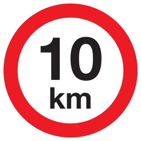 Bord met pictogram maximale snelheid 10km