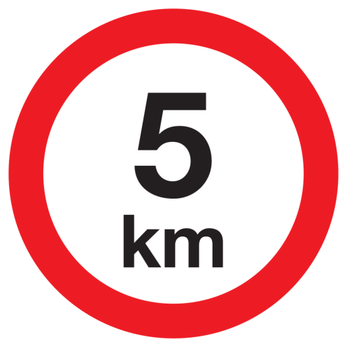 Bord met pictogram maximale snelheid 5km