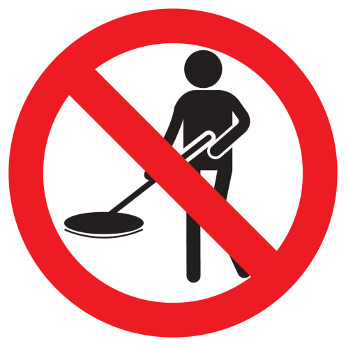Bord met pictogram metaaldetector verboden