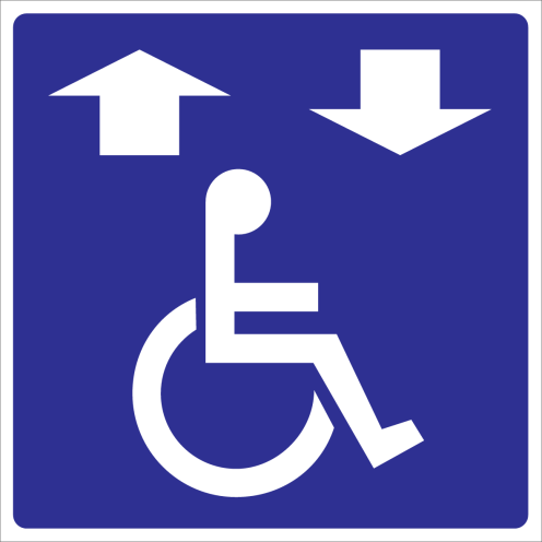 Bord met pictogram voor aanduiding lift voor mindervaliden