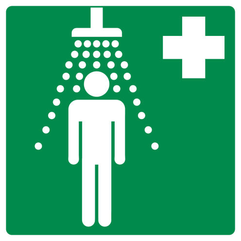 Bord met pictogram nooddouche