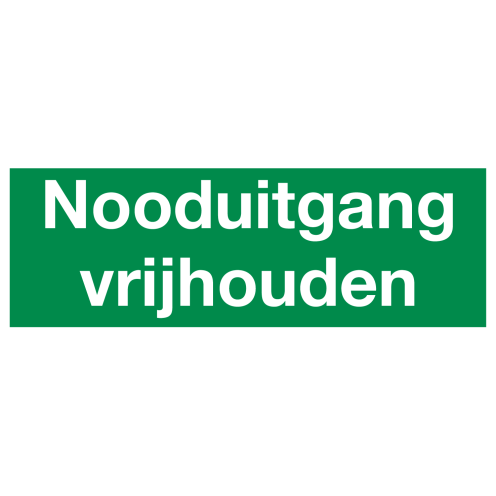 Tekst bord nooduitgang vrijhouden