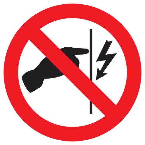 Bord met pictogram opgepast elektrische spanning