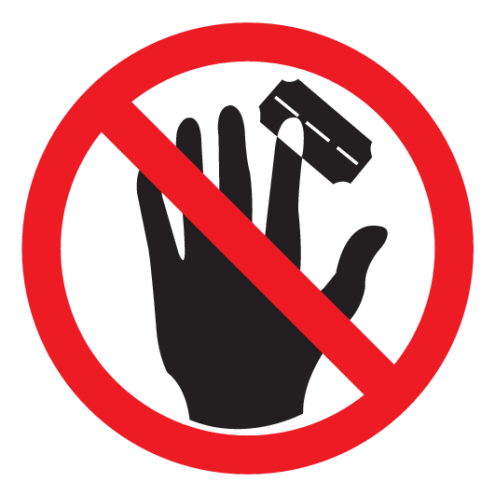 Bord met pictogram opgepast snijden
