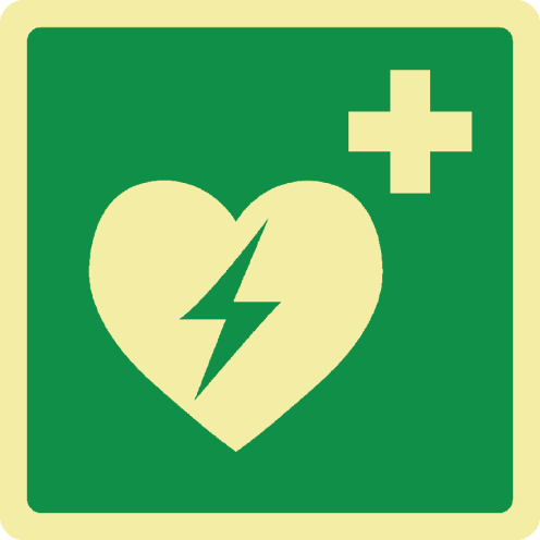 Fotoluminescerend bord met pictogram AED - ISO 7010