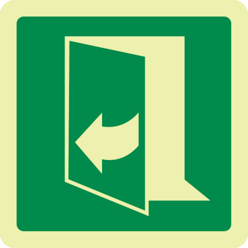 Fotoluminescerend bord met pictogram nooduitgang trekken rechts ISO 7010