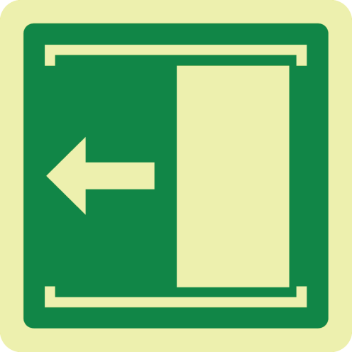 Fotoluminescerend bord met pictogram schuifdeur links ISO 7010