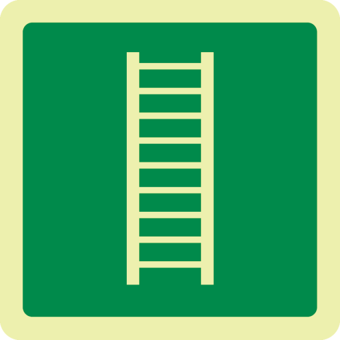 Fotoluminescerend bord met pictogram vluchtladder ISO 7010