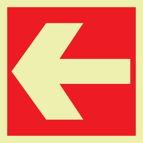 Fotoluminescerend bord met een pictogram van een pijl (rood)