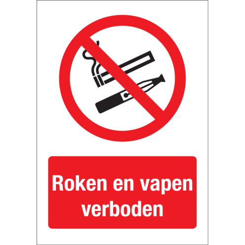 Bord Roken en vapen verboden