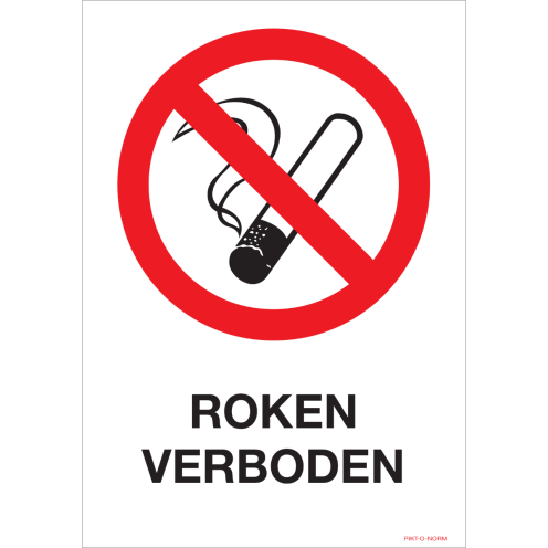 Bord met pictogram en tekst roken verboden