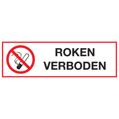 Bordje met pictogram en tekst roken verboden