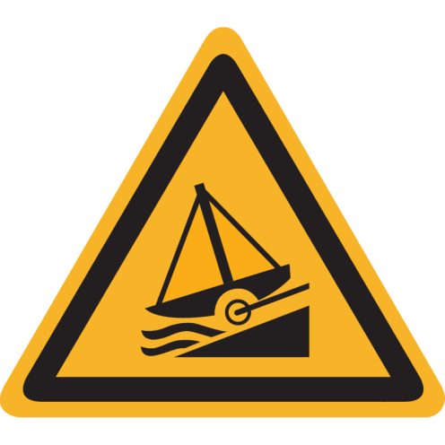 Bord met pictogram "Scheepshelling" - ISO 7010 - W044
