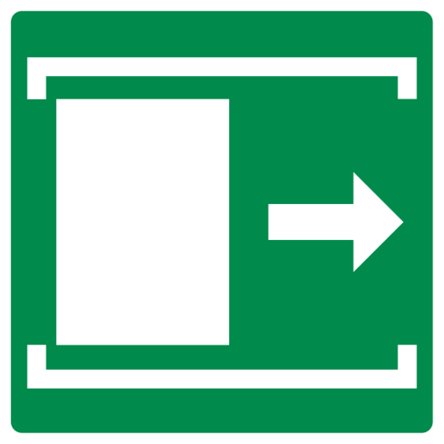 Bord met pictogram schuifdeur rechts ISO 7010