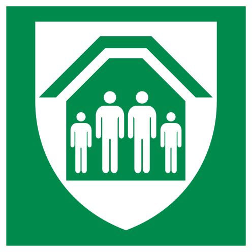 Bord met pictogram schuilplaats ISO 7010