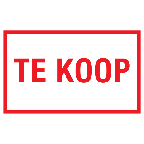 Bord Te Koop - wit tekstbord met rode tekst