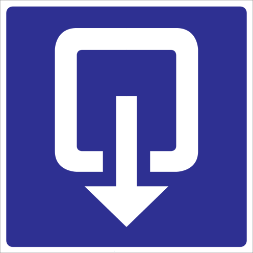 Blauw bord met pictogram uitgangsteken voor aanduiden uitgang