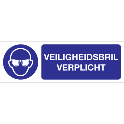 Bord met pictogram en tekst om aan te duiden dan een veiligheidsbril verplicht is - ISO7010 - M004