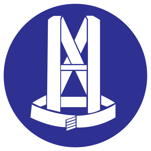 Blauw bord met pictogram om aan te duiden dat een veiligheidsgordel verplicht is