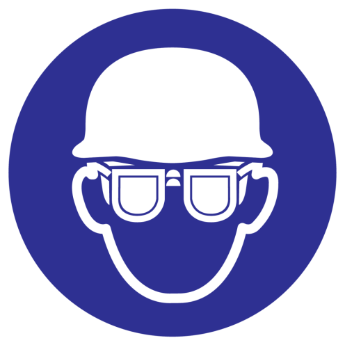 Bord Helm en gehoorbescherming verplicht ISO7010