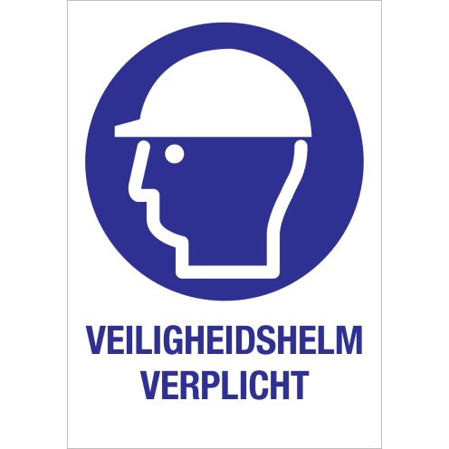 Bordje met pictogram en tekst om aan te duiden dat het dragen van een veiligheidshelm verplicht is - ISO7010 - M014