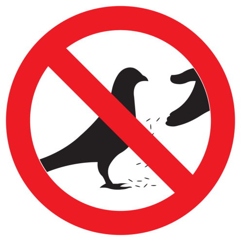 Bord met pictogram verboden duiven te voeren