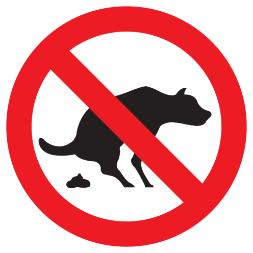 Bord met pictogram verboden honden uitlaten