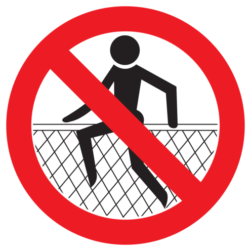 Bord met pictogram verboden over het hek te klimmen
