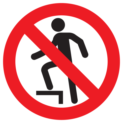 Bord met pictogram opstappen verboden ISO7010 - P019