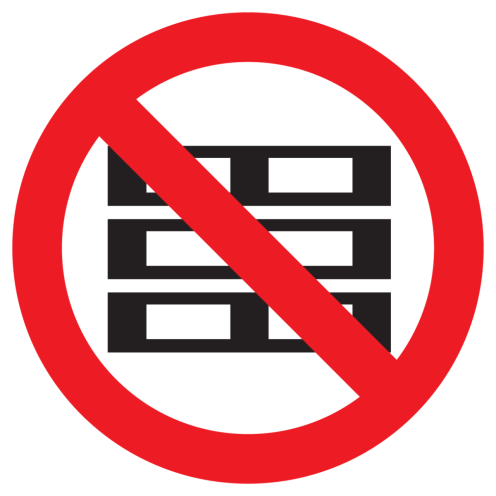 Bord met pictogram pallets plaatsen verboden