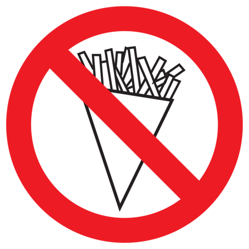 Bord met pictogram patat / frites verboden