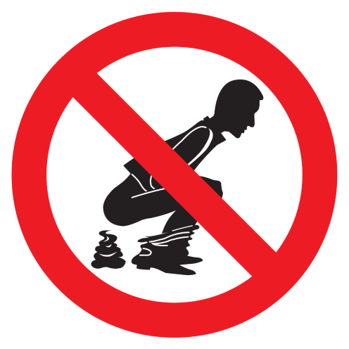 Bord met pictogram verboden behoefte te doen