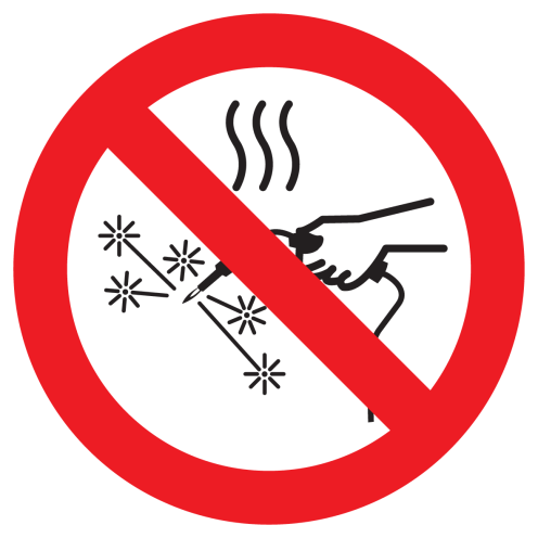 Bord met pictogram werken met hitte bronnen verboden