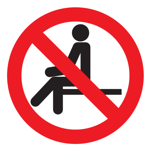 Sticker met pictogram Zitten verboden ISO7010 - P018