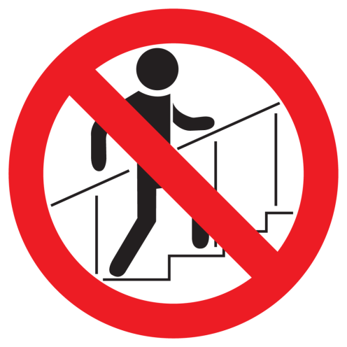 Bord met pictogram verboden te trap te gebruiken