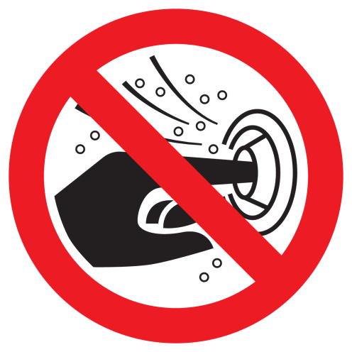 Bord met pictogram verboden vinger in nozzle van jetstream te steken ISO7010 - P070