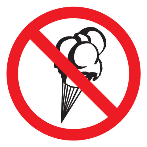 Bord met pictogram ijs verboden