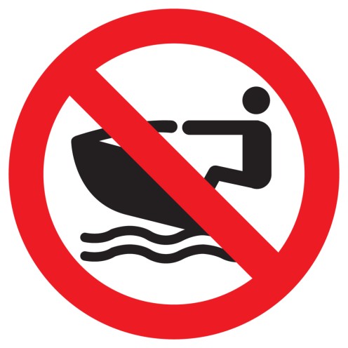 Bord met pictogram jetski verboden ISO7010 - P057