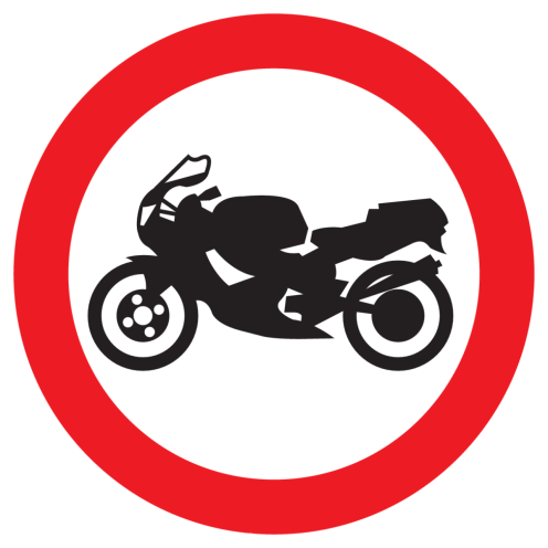 Bord met pictogram verboden voor motoren