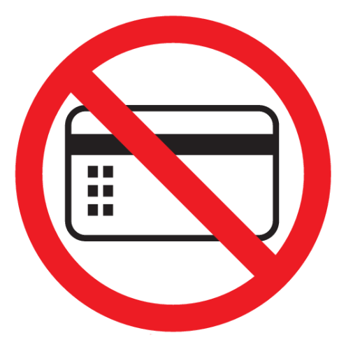 Bord met pictogram magneetkaarten verboden