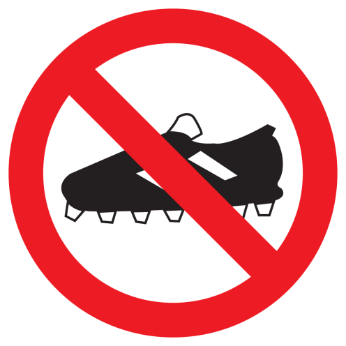 Bord met pictogram voetbalschoenen verboden