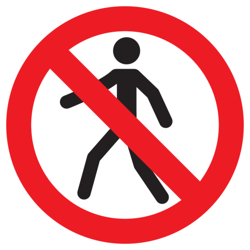 Bord met pictogram voetgangers verboden