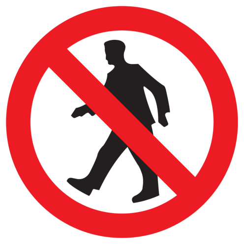 Bord met pictogram verboden voor voetgangers