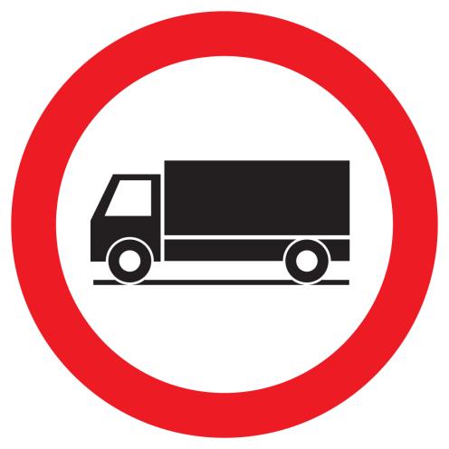 Bord met pictogram C23 vrachtwagens verboden