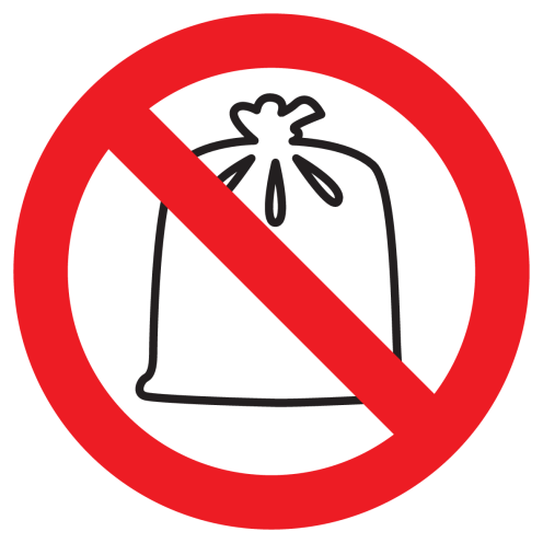 Bord met pictogram verboden vuilniszakken te plaatsen